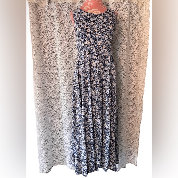 Vintage 90s All That Jazz Dress 8 Midi Cottage Coquette Sleeveless Floral Whims - Picture 2 of 5